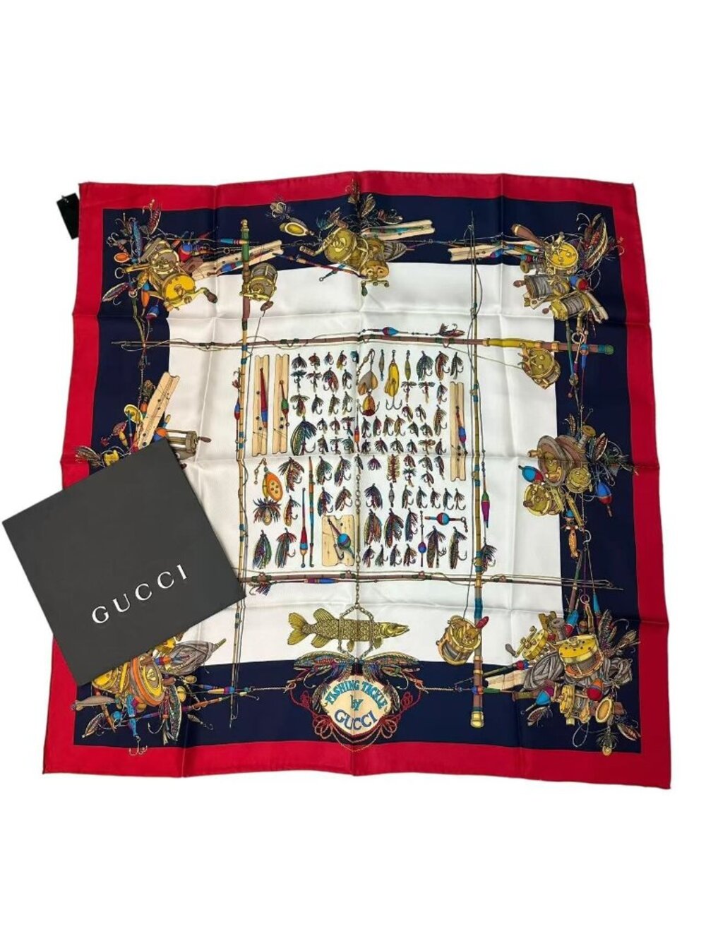 Gucci Scarf Silk Fishing Tackle Red